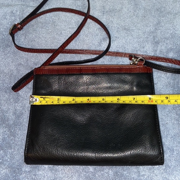 Jack Georges | Women's Black & Brown Embossd Leather  Crossbody Wallet - Picture 6 of 13